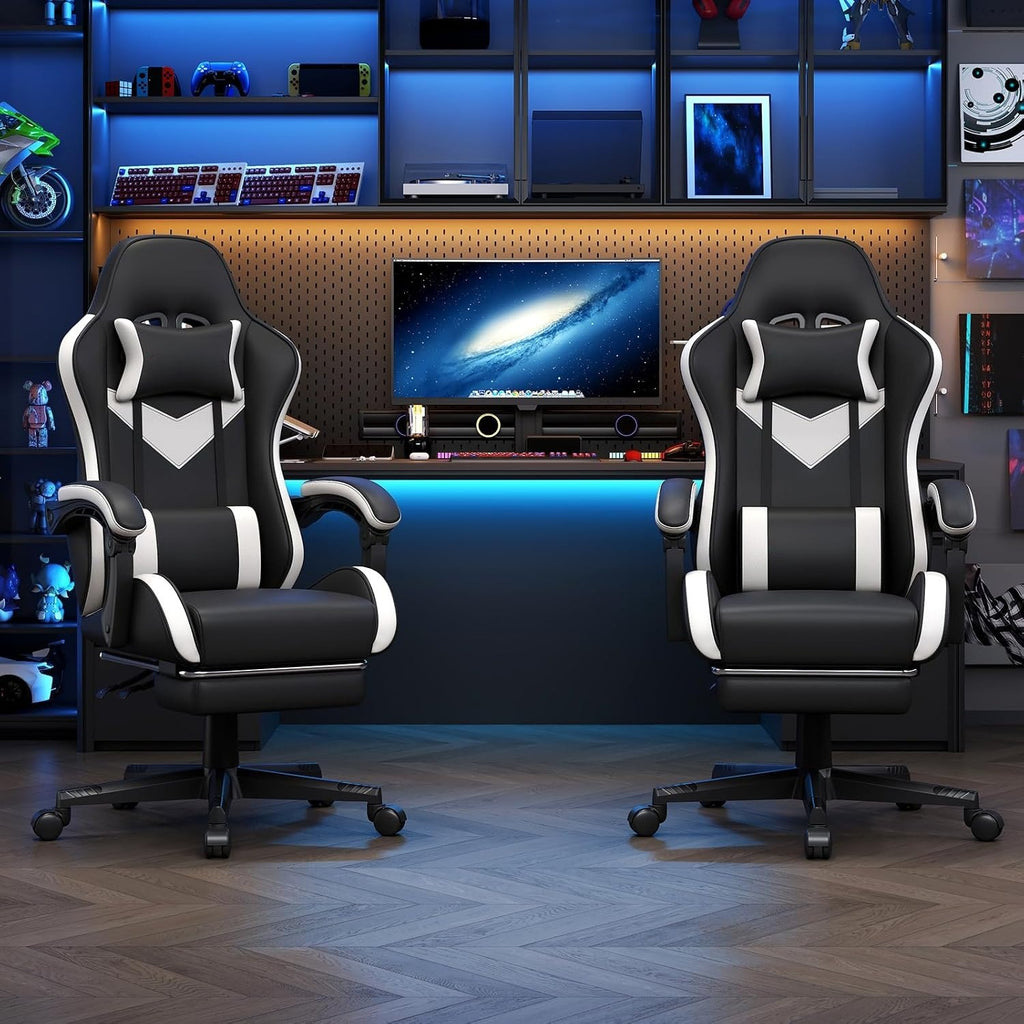 Black PU Leather High‑Back Reclining Gaming Chair