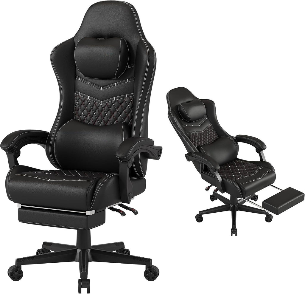 Black Reclining Big Tall Gaming Chair