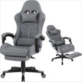 Grey Ergonomic Leather Reclining Gaming Chair