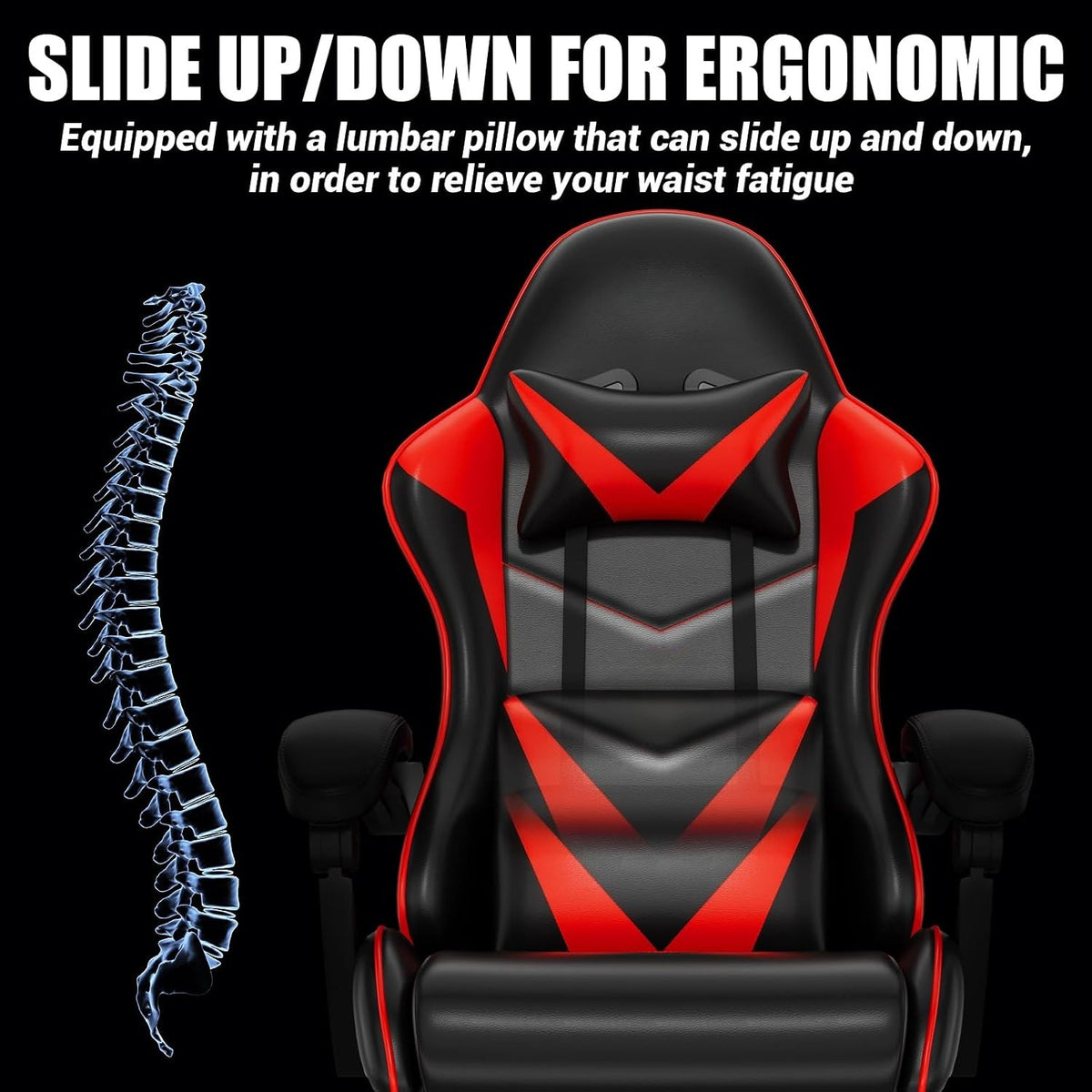 Red Reclining Racing Swivel Gaming Chair